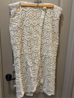 Z Supply Cream Crochet Midi Skirt